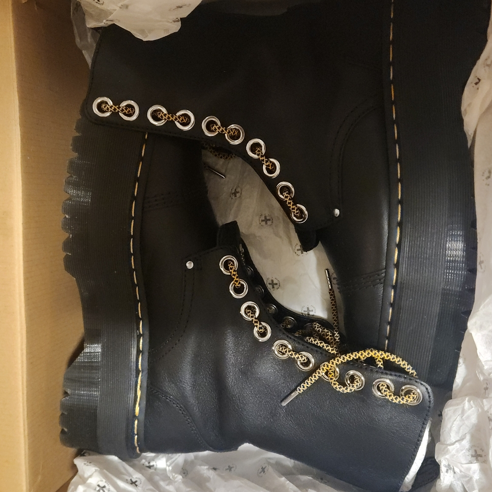 Dr. Martens Black Combat Boots with Rugged Sole - Picture 2 of 4